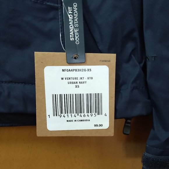 🆕 The North Face Women's Venture Rain Jacket, X-Small, Urban Navy. NWT, Auth. - Picture 3 of 6